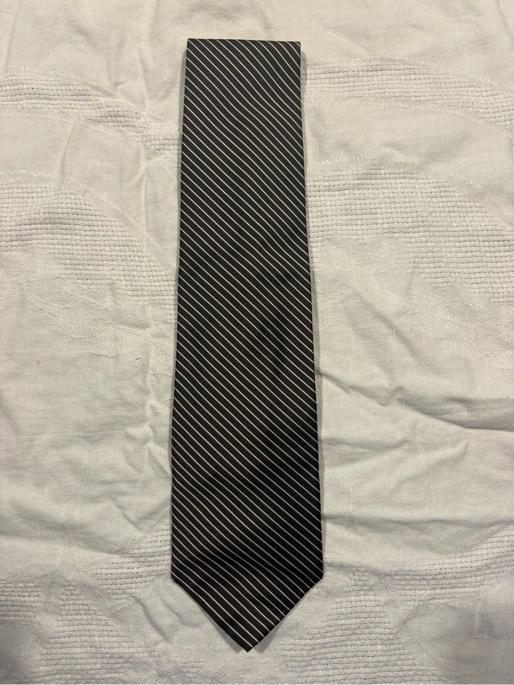 Express Black Tie with White Diagonal Stripes